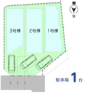 茅ヶ崎市浜竹Ⅱ　新築戸建　全3棟3号棟の区画図