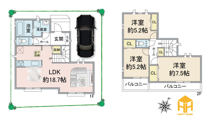 ハートフルタウン田能4丁目新築一戸建て│3LDK+駐車駐輪の間取り|※図面と現況が異なる場合は現況を優先します。
