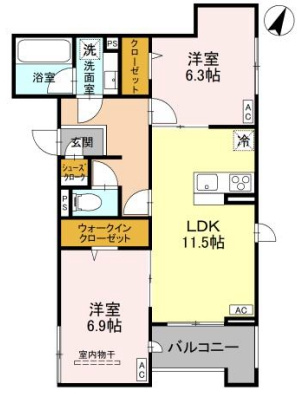 【間取り】 | ラ・グリシーヌ・レーブ（D-room）