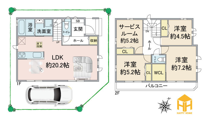 ハートフルタウン田能4丁目新築一戸建て│3SLDK+駐車駐輪の間取り|※図面と現況が異なる場合は現況を優先します。
