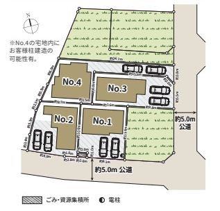 【区画図】 | 緑区町屋4丁目 2号棟 | ２号棟　南側5m道路　カースペース２台（車種による）