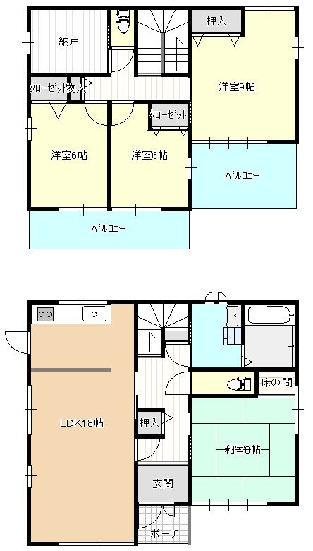 近江八幡市川原町２丁目　中古戸建の間取り