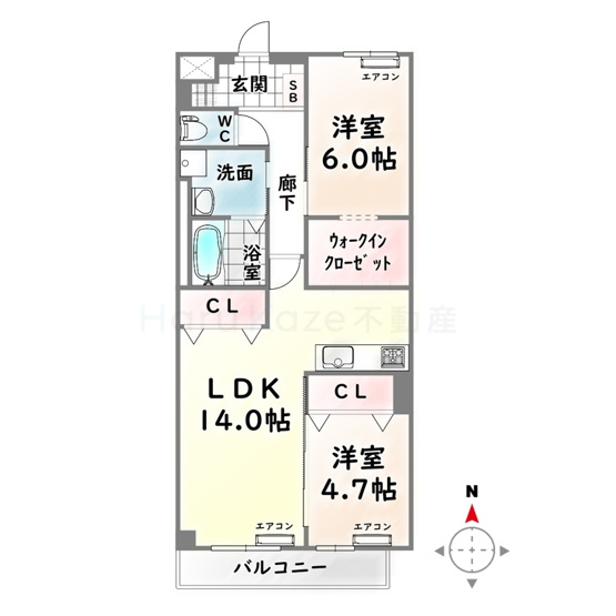 【間取り】 | ロビニア若草【名古屋市賃貸・エアコン3台】
