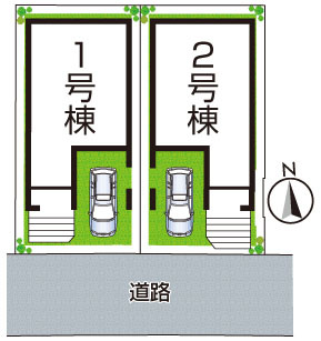 ■高槻市西冠　新築一戸建ての区画図|全2区画