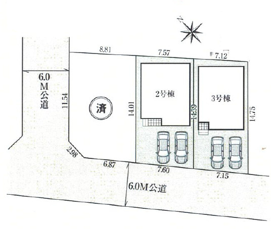 《仲介手数料半額》鶴ヶ島市脚折町 11期 全3棟　2号棟の区画図