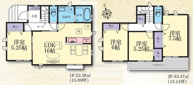 【間取り】 | 厚木市松枝２丁目　全１６棟　新築住宅