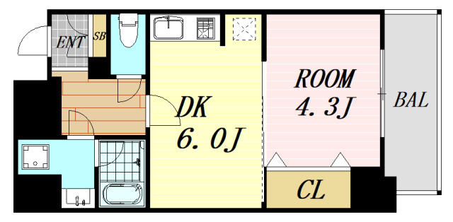 S-RESIDENCE江坂　仲介手数料無料の間取り