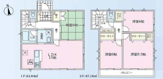 平塚市寺田縄　中古戸建の間取り