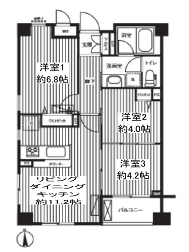 プリムヴェール西尾久メゾンAの間取り