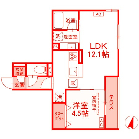 藤沢市湘南台４丁目のアパートの間取り