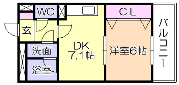 ライオンズマンション久留米駅東の間取り|１DKの間取りです