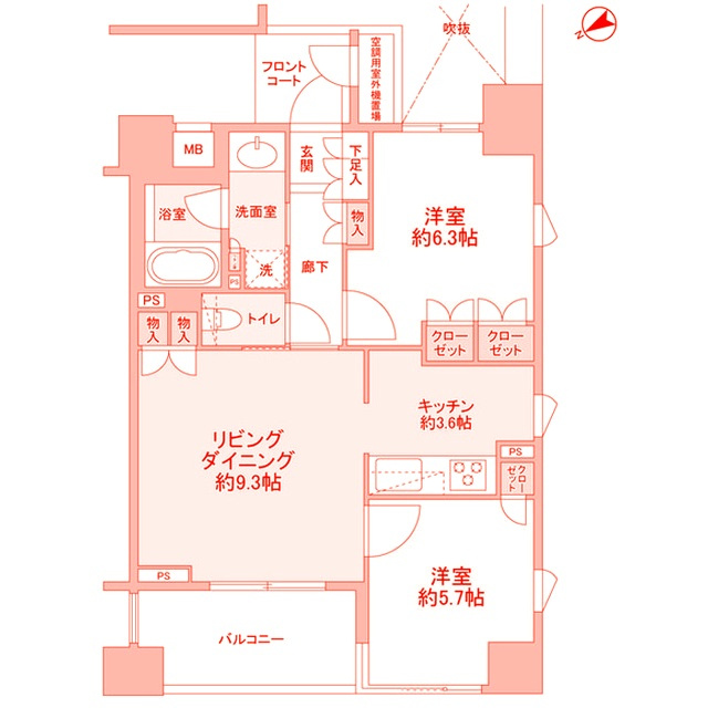 横浜市磯子区森１丁目の賃貸マンションの間取り