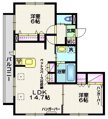 ラプラスの間取り|★ペット共生型の物件です★