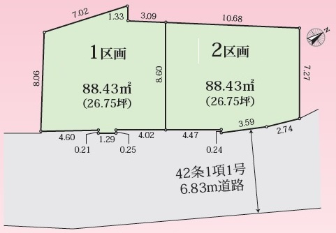 東垂水２丁目　建築条件付土地　２区画の区画図