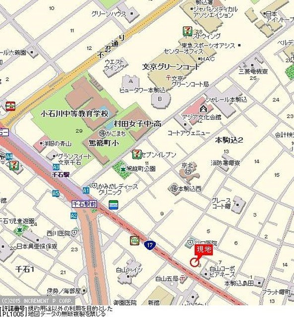 スカイコート文京白山の地図