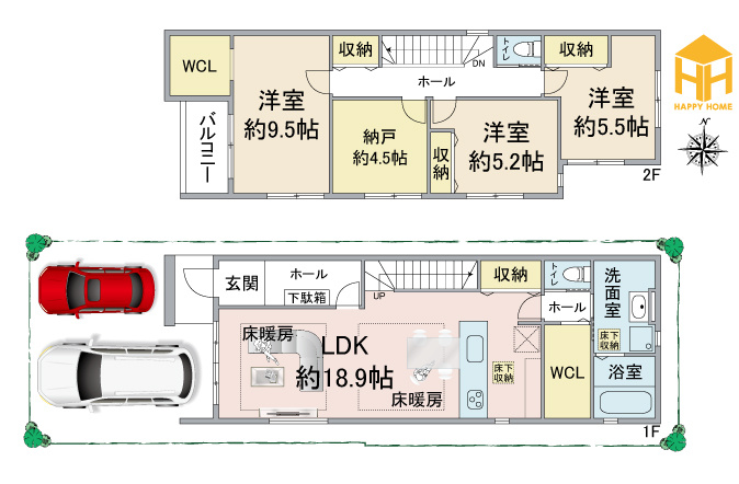 KEIAI GRACE稲葉荘1丁目新築一戸建て│3LDK+駐車2台可の間取り|※現況と図面が異なる場合現況を優先いたします。
