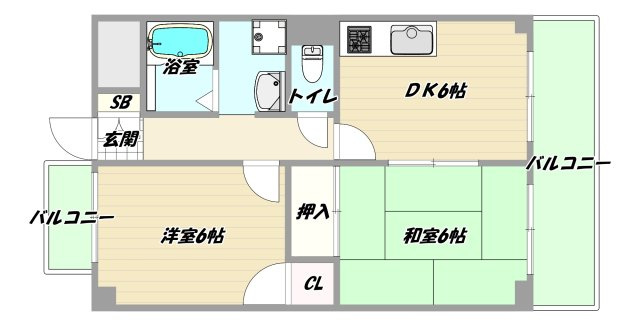 大阪市淀川区木川東２丁目の賃貸マンションの間取り