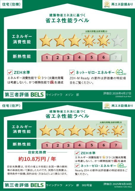 WING　TOWA　MAISONの省エネ性能ラベル