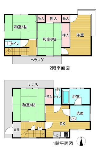川奈　高台に建つ4DK　500万円の間取り|間取りはこのような感じです