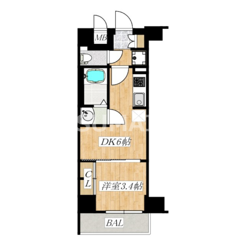 プレサンス　ジェネ　赤羽　真正寺坂の間取り|西向きのお部屋です☆