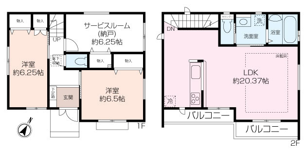 【庭付き!2階リビング×20帖の3LDK】長浜2丁目 新築戸建ての画像