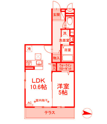 藤沢市湘南台５丁目のアパートの間取り