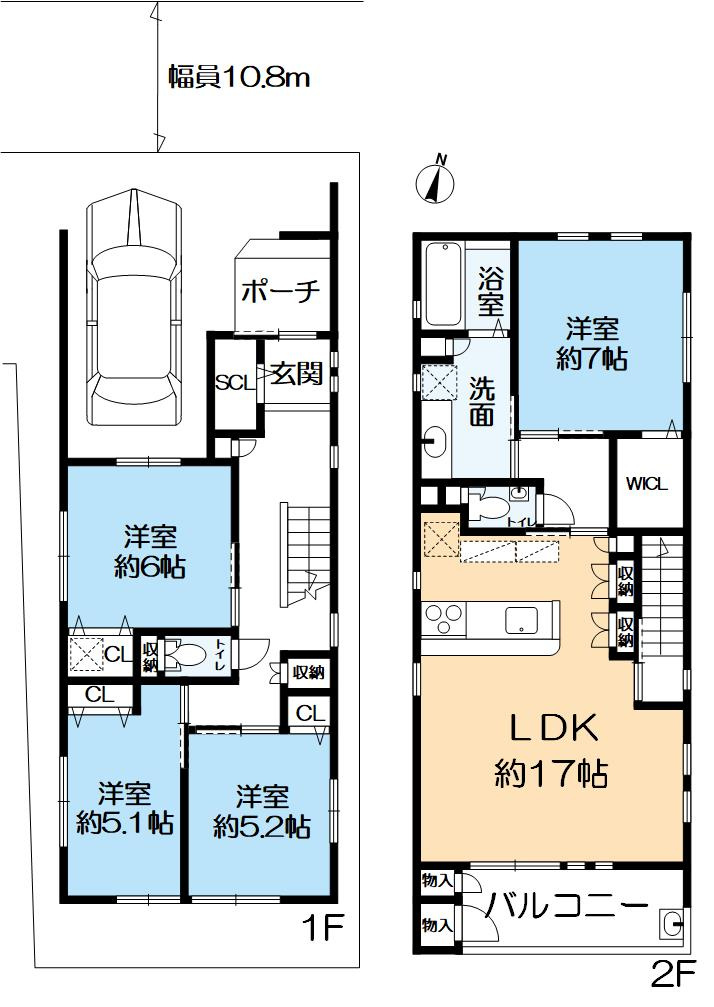 魚崎中町１丁目新築戸建の間取り|使い勝手の良い4LDK、延床120.68㎡。家族が自然と集まり、毎日帰るのが楽しみになる住まい。