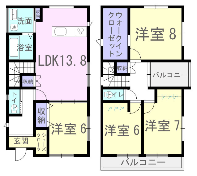 大川市小保建売の間取り