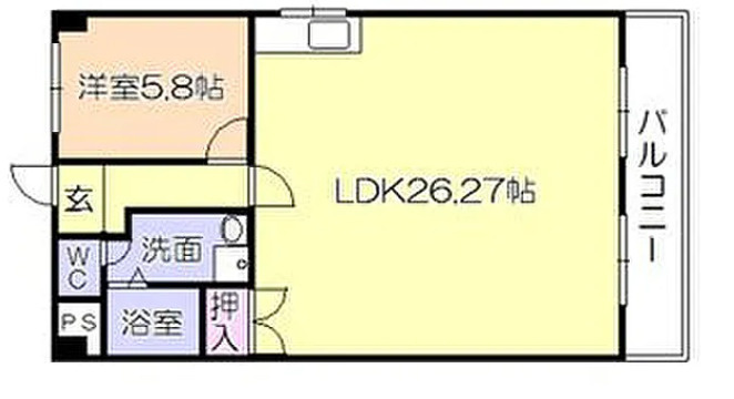 久留米パインハイツの間取り|１LDKの間取りです