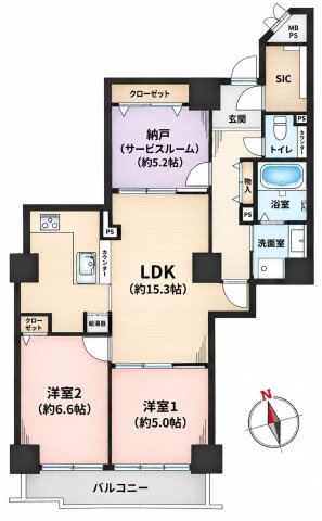 パークフィールドみさとテラ・ウエスト　4街区2号館の間取り|2023年8月室内リフォーム済みで大変キレイです。