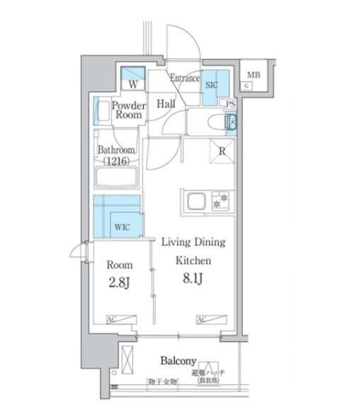デュオフラッツ大森Eastの間取り|角部屋の1LDK