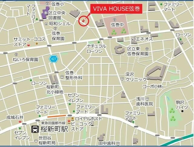 ＶＩＶＡＨＯＵＳＥ弦巻の地図