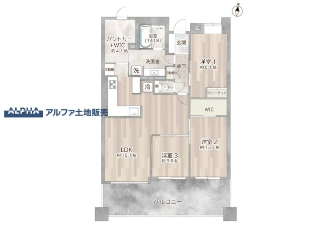 レクセルマンション東村山マンションの間取り|【Functional 3LDK】
◆3LDK＋パントリー＋WIC◆80.19平米の住戸。収納スペースを随所に確保し、生活動線と使いやすさに配慮された間取りです。