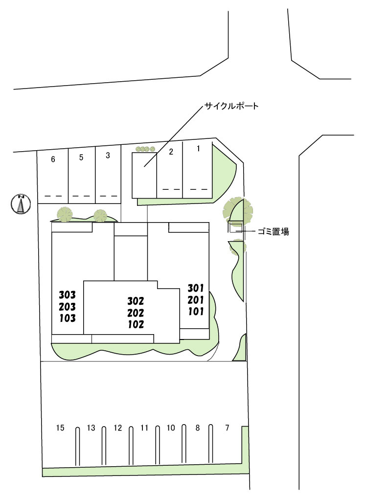 シャーメゾンガーデンズ上中野の区画図