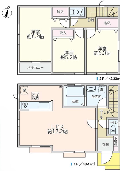 【間取り】 | 北園町リフォーム済み戸建 | 広々としたリビングが特徴です