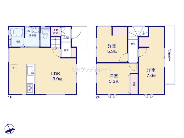 春日部市大枝　新築一戸建ての間取り