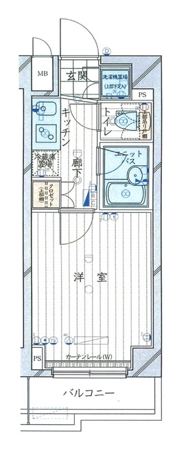 ルーブル蒲田八番館の間取り|間取り　1Kバストイレ別　クローゼットが廊下にあるので居室のデッドスペースが減り使えるスペースが広がります。