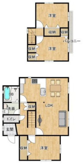 【間取り】 | 仲介手数料無料！川上小学校に通えるリフォーム済み中古住宅　宇部市北迫新町 | お客様のご意見を凝縮した使いやすい間取り