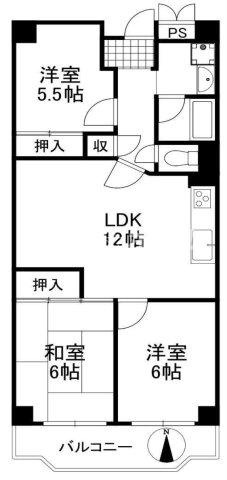 日興千里台スカイタウンB棟の間取り|3LDK