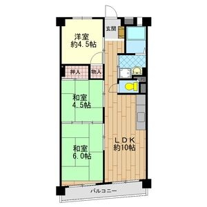 神戸市灘区曾和町２丁目の賃貸マンションの間取り