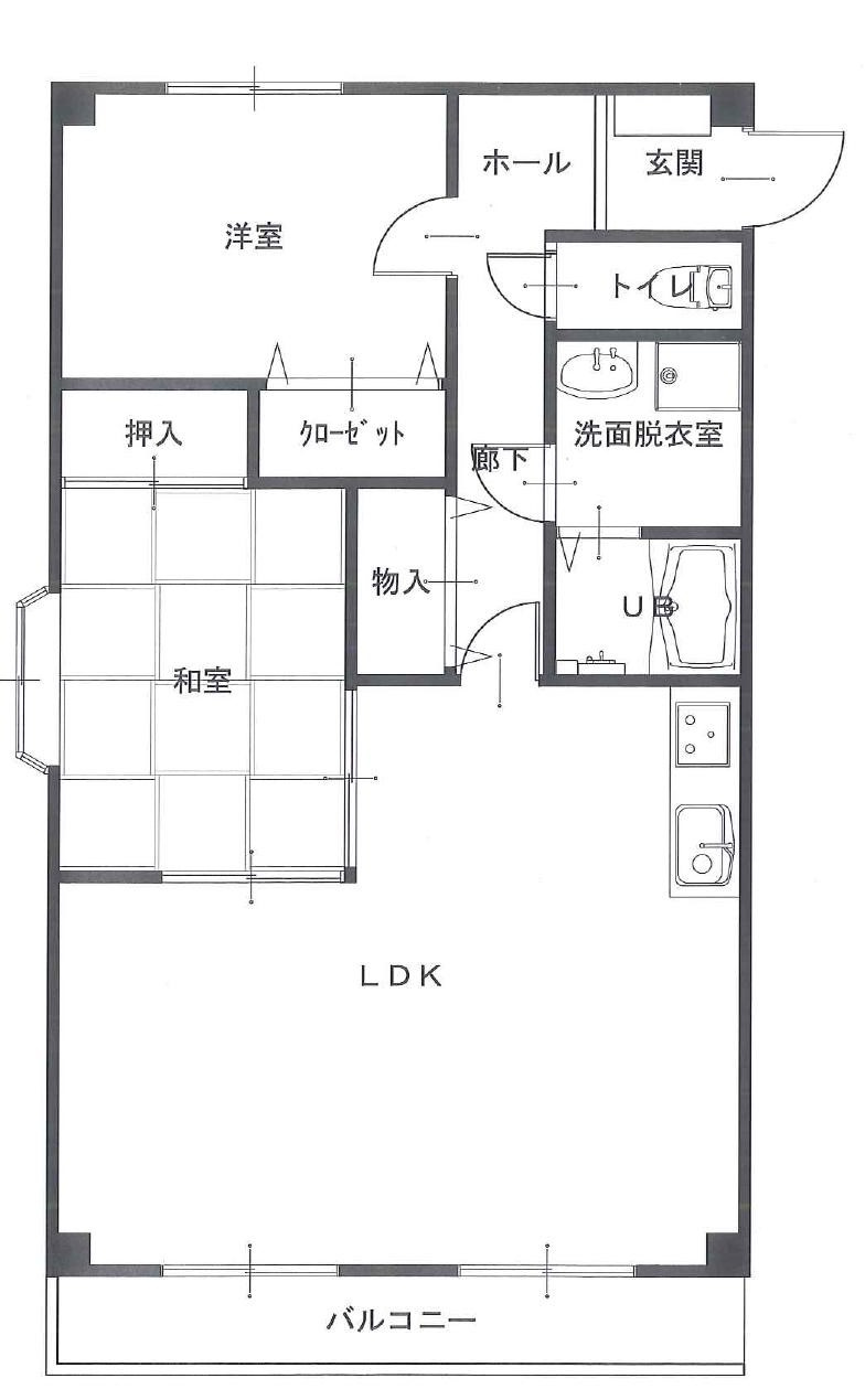 西宮市石刎町の賃貸マンションの間取り