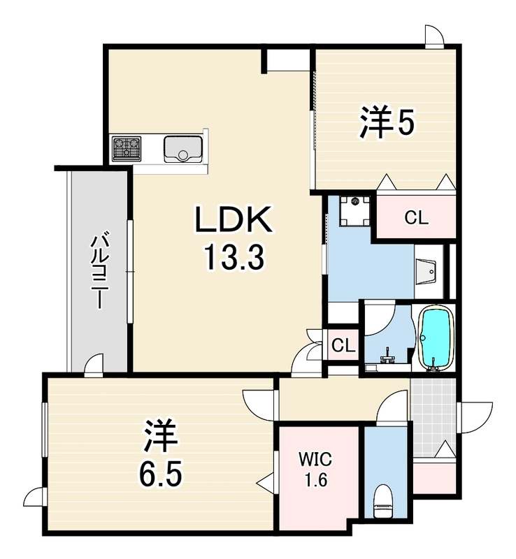 西宮市今津山中町の賃貸マンションの間取り
