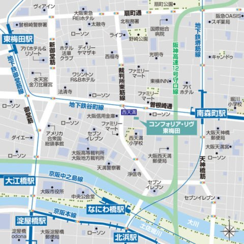 コンフォリア・リヴ東梅田の地図