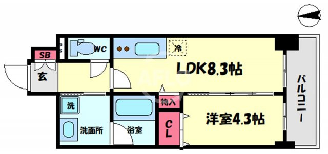 パークサイド本町の間取り|パークサイド本町　開放感ある間取り