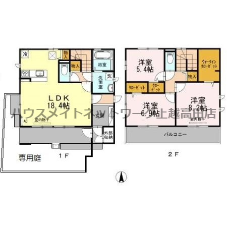 東城テラスの間取り|間取図（東城テラス E 001）3LDKメゾネット