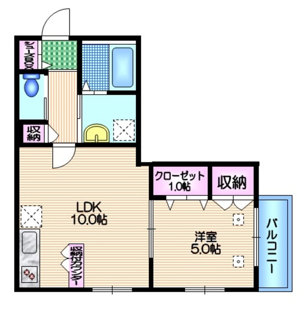 グレイス蘆花の間取り|★リビング１０帖・洋室５帖★南西向き・２面採光★
