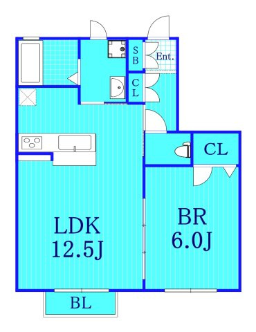 ドミールケー鶴ヶ峰の間取り|１LDKの使いやすい間取りです。