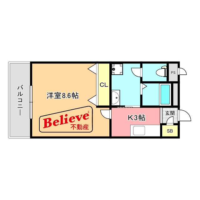 F-Gemの間取り|洋室広々8.6帖♪