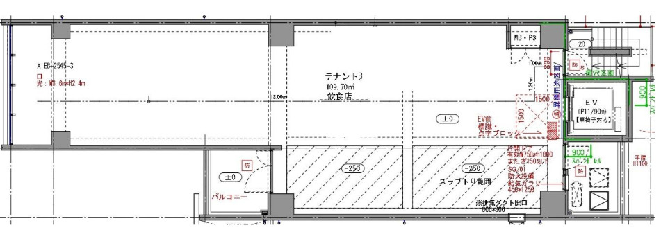 大阪市中央区東心斎橋１丁目の店舗一部の間取り