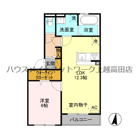 グラン・ヴェルジェ Ａの間取り|間取図（グラン・ヴェルジェ Ａ 203）1LDK